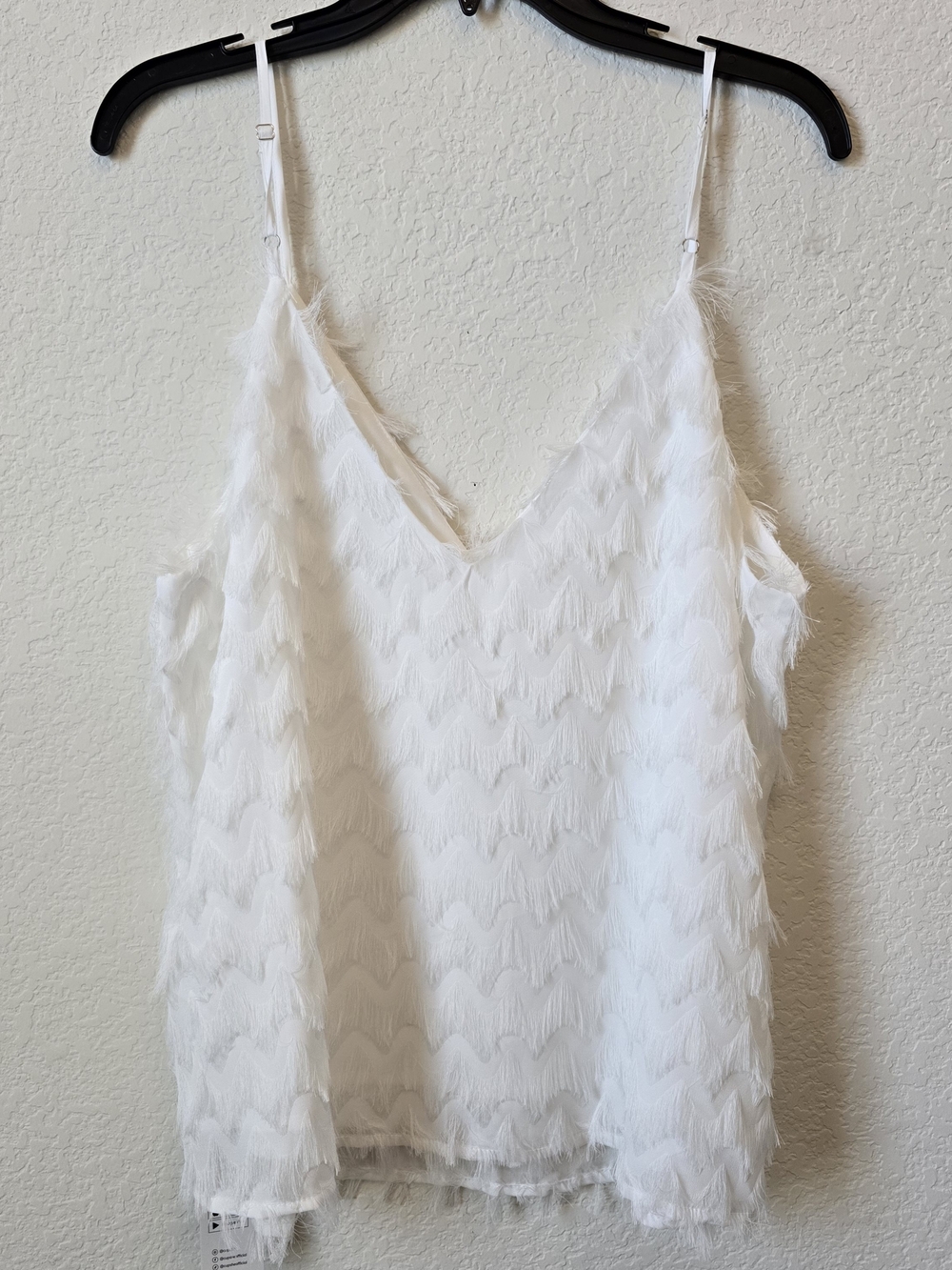 Cupshe White Fringe Cami Top NWT Boho Beach Tank Size L